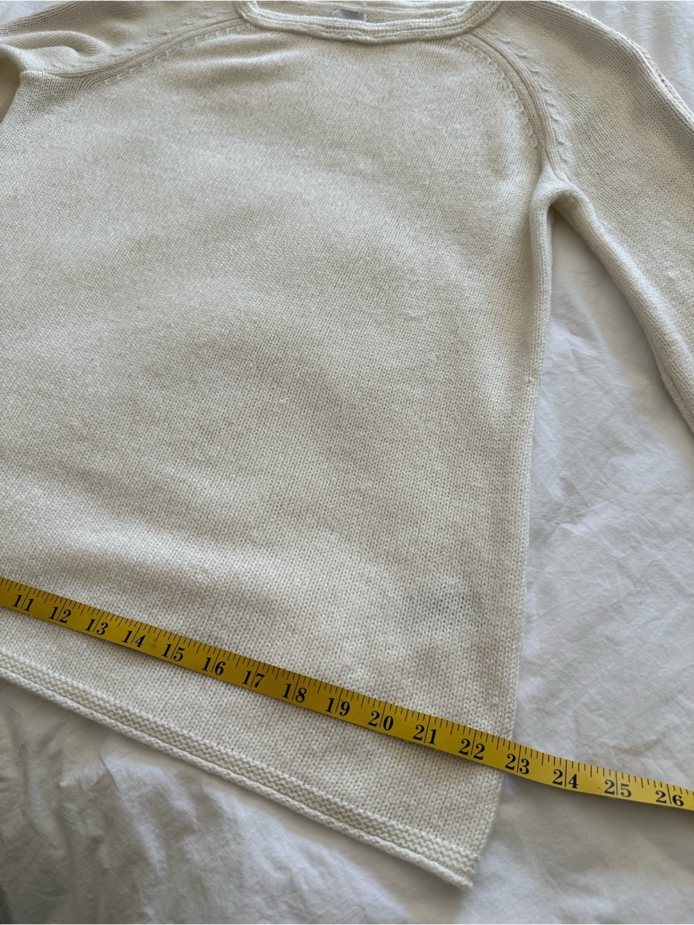 Chico's Cream & Tan Bell-Sleeve Crew Sweater, size medium (1) - Picture 9 of 14